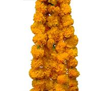 Home Genie Marigold Flower Garlands String White & Yellow 5 Feet Long String Home Decoration Indian Wedding Party Mantle Pack Of 5 Artificial Flowers Fake Flowers Fall Garland - Yellow