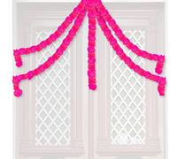 Home Genie Marigold Flower Garlands String White & Yellow 5 Feet Long String Home Decoration Indian Wedding Party Mantle Pack Of 5 Artificial Flowers Fake Flowers Fall Garland - Pink