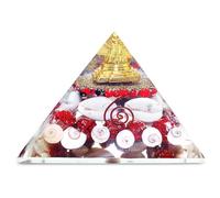 HOME GENIE Natural Orgone Gomti Chakra Shree Yantra Pyramid with with Red & White Chirmi Seeds for Wealth, Prosperity, Success (Shri Yantra Gomti Chakra Pyramid)