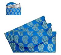 Home Genie Shagun Lifafa Money Gift Envelope for Gifting Money on Baby Shower | Wedding | Engagement | Birthday | Marriage | Diwali | Rakhi Envelopes (Pack of 3, Blue)