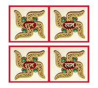 Home Genie Swastik Shubh Labh Self Adhesive Wall Sticker for Home,Office,Temple, Main Door Entrance | Diwali Decoration | Door Decoration | Wall Decoration - Multicolour - Pack of 2