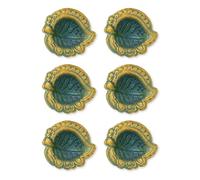 Home Genie Terracotta Diya Set of 6 | Leaf-Shaped Candle Holders for Diwali, Pooja, Festive Decor | Handmade Traditional Mitti Clay Oil Lamp for Home Decoration (Multicolor)