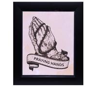 HOME GENIE Vintage Praying Hands Wall Art Frame - Spiritual Decor for Peace & Serenity (No Glass)