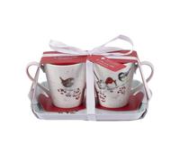 Home Gifts Melamine X0011658930 Wrendale Christmas Birds Mug Tray Set 2 Mug...