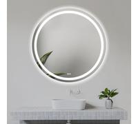 Home Glow Venti 80cm Round Bathroom Mirror with LED Lights, Round LED Bathroom Mirror with Anti-Fog system, equipped with a Heat Mat that prevents fog creation.