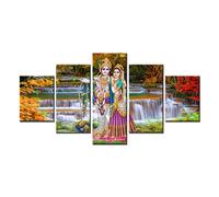 Home God Wall Decor Lord Krishna Canvas Print Krishna Wall Art Krishna Portrait Picture Framed Hinduism Posters Religion Indian God Painting Home Living Room Bedroom Decoration(60x32 inches)