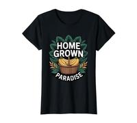 Home Grown Paradise Tropical Backyard Garden Paradise Value Graphic T-Shirt, Women, Black, XL