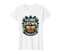 Home Grown Paradise Tropical Backyard Garden Paradise Value Graphic T-Shirt, Women, White, M