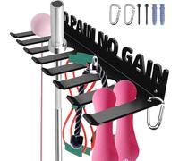 Home Gym Accessories Organization Storage Rack Equipment For Home 8 Hook Wall Hanger Display Gear Barbells Resistance Bands Jump Ropes Lifting Belt Hanger Accessories Hardware Included NO PAIN NO GAIN