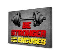 Home Gym Motivation Poster, “Be Stronger Than Your Excuses” Canvas for Mental Toughness, Workout Room and Grind (Framed,16x24inch(40x60cm))