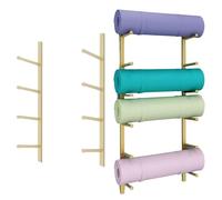 Home Gym Organiser Rack, Metal Wall Mounted Workout Room Storage Holder For Storing Yoga Mats/Exercise Bands, Save Space, Yoga Storage Organizer Wall(3pcs,4 Layers 66cm/26in)