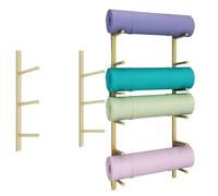 Home Gym Organiser Rack, Metal Wall Mounted Workout Room Storage Holder For Storing Yoga Mats/Exercise Bands, Save Space, Yoga Storage Organizer Wall(2pcs,3 Layers 51cm/20in)