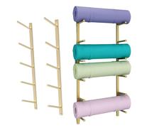 Home Gym Organiser Rack, Metal Wall Mounted Workout Room Storage Holder For Storing Yoga Mats/Exercise Bands, Save Space, Yoga Storage Organizer Wall(2pcs,5 Layers 85cm/33.5in)