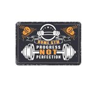 Home Gym Progress Not Perfection Retro Look Metal 8X12 Inch Decoration Poster Sign for Home Gym Farm Garden Garage Inspirational Quotes Wall Decor