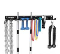 Home Gym Storage Rack - Multi-Purpose Heavy Duty Gym Rack Organizer, Wall Mount Barbell Rack Gym Equipment Hanger for Olympic Barbells, Resistance Bands, Jump Ropes, Row Handles, etc. (26", 12 Hook)