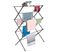 Home Hacks 3 Tier Clothes Airer Heavy Duty 100x43cm Metal Clothes Horse for Indoor & Outdoor Foldable Clothes Drying Rack Space Saving Laundry Rack with Non-Slip Feet for Hanging & Drying (Dark Grey)