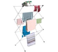 Home Hacks 3 Tier Clothes Airer Heavy Duty 100x43cm Metal Clothes Horse for Indoor & Outdoor Foldable Clothes Drying Rack Space Saving Laundry Rack with Non-Slip Feet for Hanging & Drying (White)