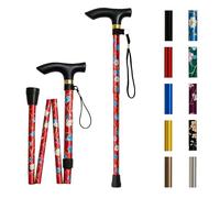 Home Hacks Adjustable Walking Stick Aluminium Folding Walking Stick for Men & Women Ergonomic Grip Anti-Slip Base Disability Aids Walking Cane with Rubber Ends for Mobility & Balance (Red Floral)