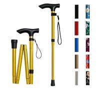 Home Hacks Adjustable Walking Stick Aluminium Folding Walking Stick for Men & Women Ergonomic Grip Anti-Slip Base Disability Aids Walking Cane with Rubber Ends for Mobility & Balance (Gold)