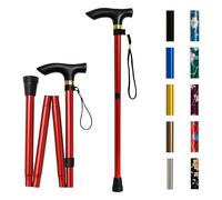 Home Hacks Adjustable Walking Stick Aluminium Folding Walking Stick for Men Women Ergonomic Grip Anti-Slip Base Disability Aids Walking Cane with Rubber Ends for Mobility & Balance (Red)
