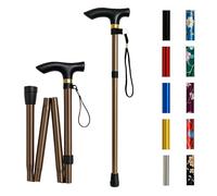 Home Hacks Adjustable Walking Stick Aluminium Folding Walking Stick for Men & Women Ergonomic Grip Anti-Slip Base Collapsible Disability Aids Walking Cane with Rubber Ends (Bronze)