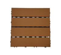 Home Hacks Composite Decking Tiles - WPC Garden Floor Tiles - Set of 11 Interlocking Wood Effect Terrace Tiles Flooring with Click System, Hot Tub Decking Board, 30 x 30cm Deck Tiles (Teak)
