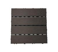 Home Hacks Composite Decking Tiles - WPC Garden Floor Tiles - Set of 11 Interlocking Wood Effect Terrace Tiles Flooring with Click System, Hot Tub Decking Board, 30 x 30cm Deck Tiles (Dark Coffee)