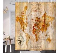Home Hacks Shower Curtain - Waterproof Shower Curtain Liner - Washable Polyester Fabric Mould & Mildew Resistant Curtain, 3D Pattern Bathroom Curtains with 12 PCS Hooks, 183x183cm (World Map)
