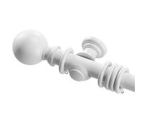Home Hacks Wooden Curtain Pole Set Wall Mounted Natural Wood Curtain Rail with Finials Brackets Rings Fixed Length Rod Ideal for Eyelet Curtains, Home Office, Living Room, Kitchen (White, 120cm)