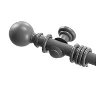 Home Hacks Wooden Curtain Pole Set Wall Mounted Natural Wood Curtain Rail with Finials Brackets Rings Fixed Length Rod Ideal for Eyelet Curtains, Home Office, Living Room, Kitchen (Grey, 150cm)