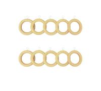 Home Hacks Wooden Curtain Rings With Loops & Gliders - 10 Pack Drapery Rod Hanging Rings With Eyelets for 28mm Wood Poles (Natural)