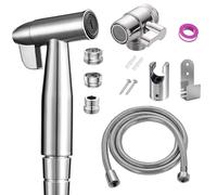 Home Handheld Bidet Baby Toilet Set, Stainless Steel Sliding Switch Nozzle Hose and Fittings, Ideal for Washing Hair or washbasin
