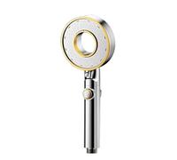 Home Handheld Hollow Shower Nozzle Three-Speed Booster Bathroom Shower Set Filter One-Button Water Stop(Silver)