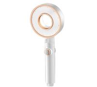 Home Handheld Hollow Shower Nozzle Three-Speed Booster Bathroom Shower Set Filter One-Button Water Stop(White)