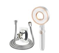 Home Handheld Hollow Shower Nozzle Three-Speed Booster Bathroom Shower Set Filter One-Button Water Stop(White Set)