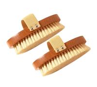 Home Handheld Wooden Back Scrubber, Back Exfoliating Body Brush with Grip Belt, Stimulates Lymph, Easy to Carry(13 * 7cm*2pcs)