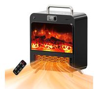 Home Harbour Electric Space Heater with 3D Flame Effect | 1500W Portable Space Heater for Indoor Use, Adjustable Thermostat, Remote Control, Timer, ECO Mode, Overheat Protection, Quiet, Black