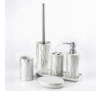 Home Harbour Modern Bathroom Collection | Set of 6 Bathroom Accessories | Soap Dispenser, Toothbrush Holder, Storage Holder, Tumbler, Tray, Toilet Brush Holder | Décor Organiser (Set of 6 Collection)