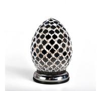 Home Harbour Mosaic Star Pearl Egg Lamp With Chrome Base 21Cm Mirror Tile Effect Bedroom Light Bulb Included 230V 4W Decorative