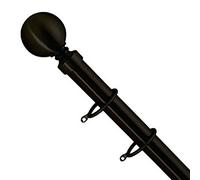 Home Harmony® 25-28mm Diameter Telescopic Extendable Curtain Pole Set With Metal Ball Finial (Black, 180-340cm)