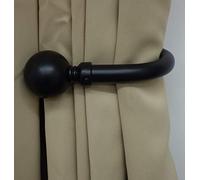 Home Harmony® 25-28mm Diameter Telescopic Extendable Curtain Pole Set With Metal Ball Finial (Black, Holdback Pair)
