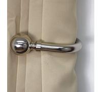 Home Harmony® 25-28mm Diameter Telescopic Extendable Curtain Pole Set With Metal Ball Finial (Silver, Holdback Pair)