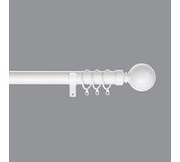 Home Harmony® 25-28mm Diameter Telescopic Extendable Curtain Pole Set With Metal Ball Finial (White, 180-320 cm)