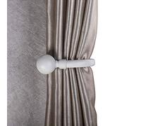 Home Harmony® All White Telescopic Extendable Curtain Pole Rod set Collection and Matching Holdbacks Available (Plain Ball, Pair Of Holdbacks)