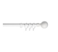 Home Harmony® Caprice Diamante 16-19mm Telescopic Extendable Metal Curtain Pole Set, Brushed Silver Black White (Sphere White, 120-210 cms)
