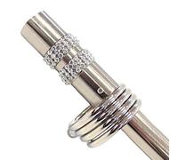 Home Harmony® Caprice Diamante 16-19mm Telescopic Extendable Metal Curtain Pole Set, Brushed Silver Black White (Silver, 180-320 cms)
