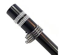 Home Harmony® Caprice Diamante 16-19mm Telescopic Extendable Metal Curtain Pole Set, Brushed Silver Black White (Black, 120-210 cms)