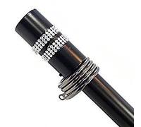 Home Harmony® Caprice Diamante 16-19mm Telescopic Extendable Metal Curtain Pole Set, Brushed Silver Black White (Black, 180-320 cms)