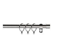 Home Harmony® Caprice Diamante 16-19mm Telescopic Extendable Metal Curtain Pole Set, Brushed Silver Black White (Cap Silver, 180-320 cms)