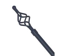 Home Harmony® Caprice Diamante 16-19mm Telescopic Extendable Metal Curtain Pole Set, Brushed Silver Black White (Bird Cage Black, 180-320 cms)